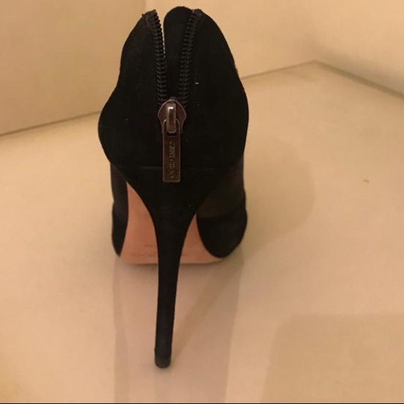 Jimmy Choo Black Mesh&Suede Marble PeepToe Booties - Picture 2 of 4